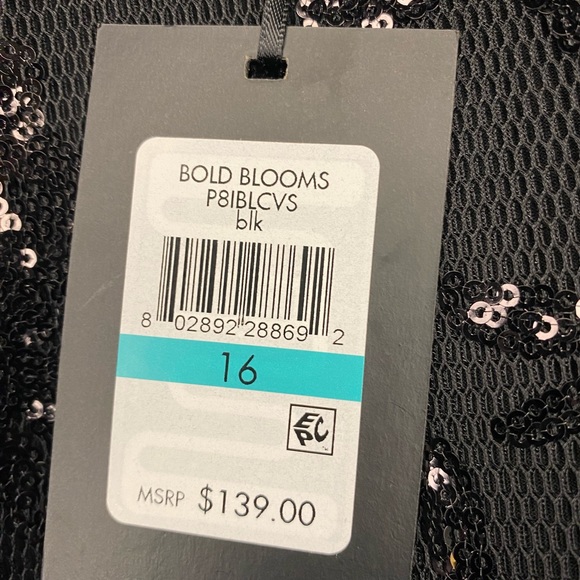 DKNY Black Bold Blooms Sequined Dress MSRP $139 🆕 - Picture 7 of 8